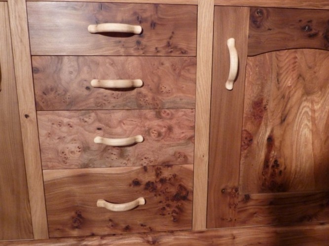 Burr elm drawer unit